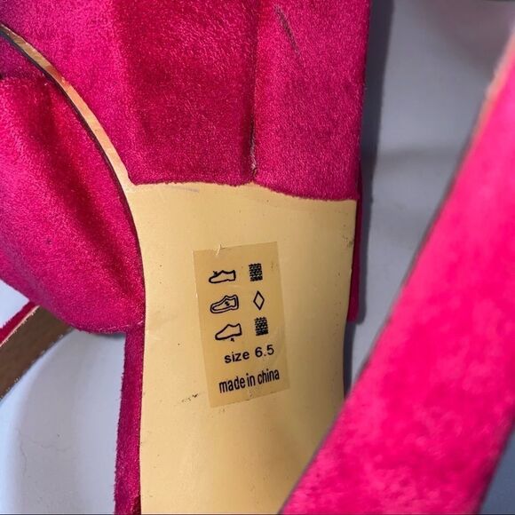 Michael Antonio heels Barbie Pink Suede Heels Sz 6.5 Like new. - Picture 5 of 7